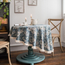 Washable Cotton Linen Tablecloth For Round Tables 150 Cm Wipeable With Tassels Dec Kitchen Dining