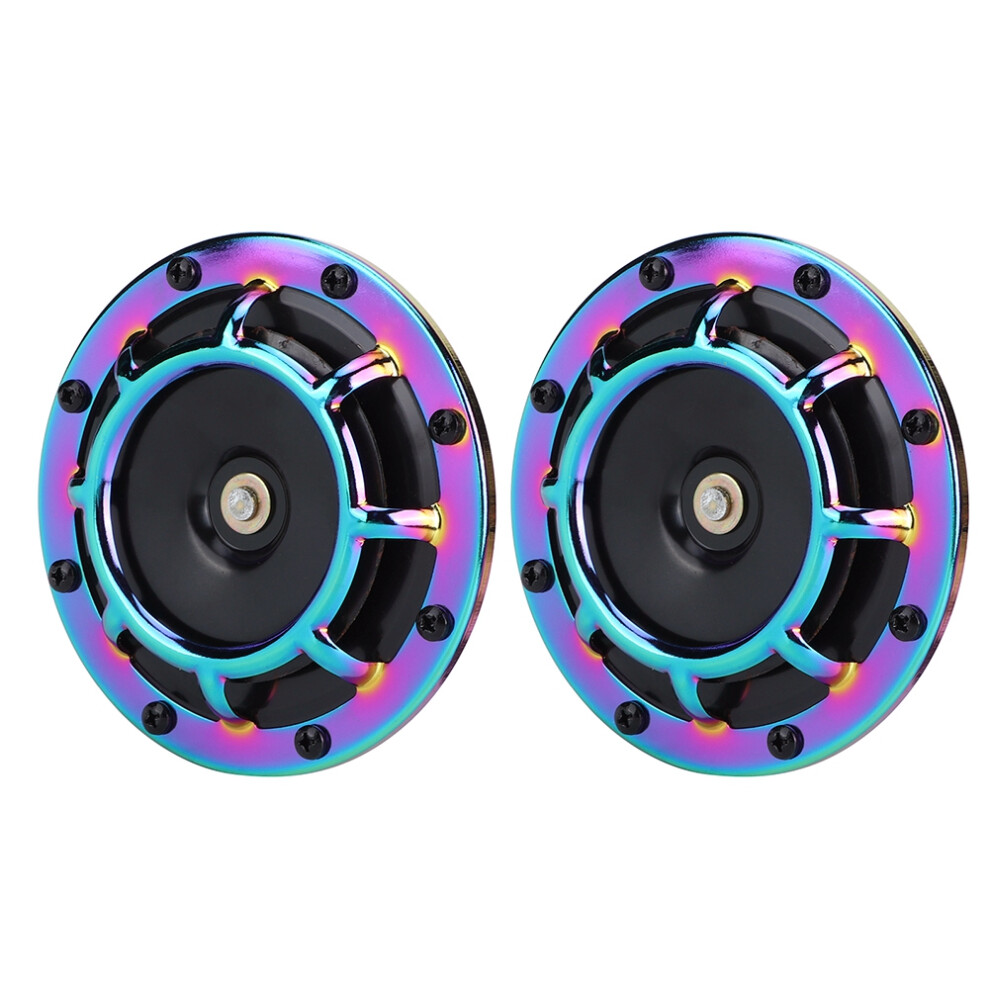 Compact Round Horn Kit Super Loud Waterproof Metal Twin Horns With Low Tone High Tone Sound, Protective Grille With Stylish Look And Cool Appearance, 9173940724150