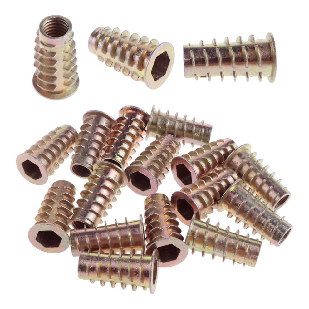 15 Pcs Threaded Inserts For Wood, M8 (8Mm) X 25Mm Hex Socket Nuts Threaded Insert, Flanged Type D Nut, Zinc Alloy Hex Drive Head Nut For Wood 9358999722696