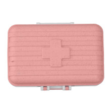 Mini-Medikamentenbox mit 6 Fächern, pink, 10x7,5x3,8cm