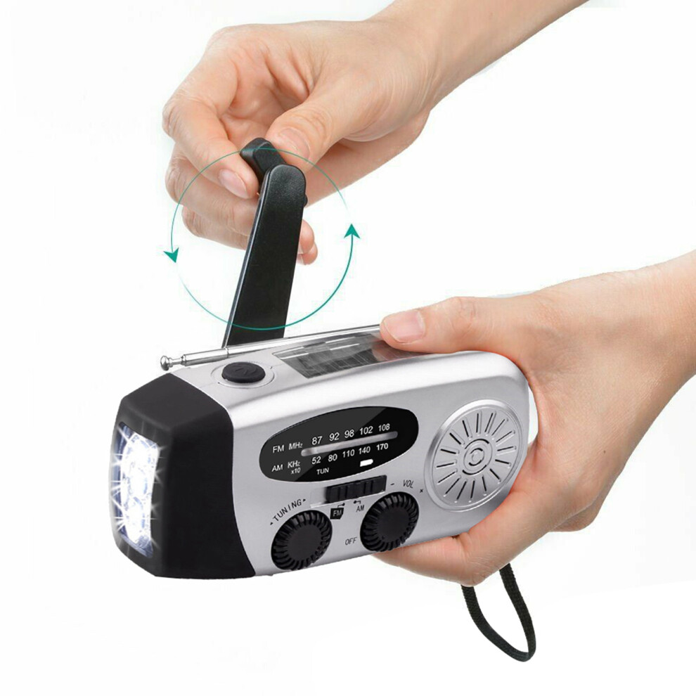 Hand Crank Solar Weather Radio 2000Mah Power Bank With Led Flashlight 7901375838744