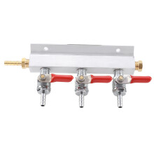 3 Way CO2 Gas Distribution Manifold For Beer Barrel Dispenser, Multiple Barrels, RustProof Check Valve, Easy Install