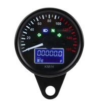Universal Motorcycle Digital Tachometer Speedometer with Odometer and Silver Dashboard Gauge