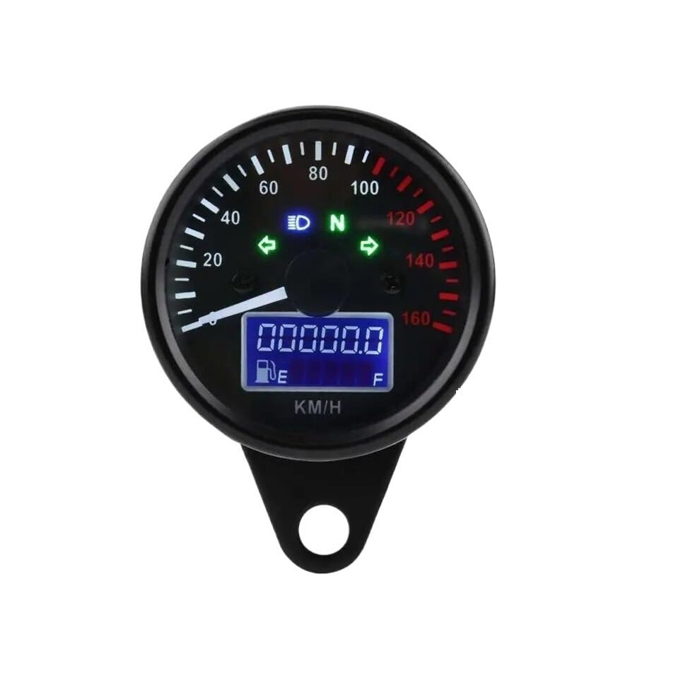 Universal Motorcycle Digital Tachometer Speedometer With Odometer And Dashboard Gauge Silver 9382693292964