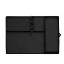 BBQ Grill Mat with Tool Holder, Heat Resistant NonStick Surface, Dishwasher Safe for Outdoor Cooking Black