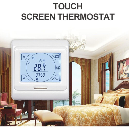 Underfloor Heating Thermostat with Programmable Touch Control, 2Pole Safety Switch, Overheat Protection 1