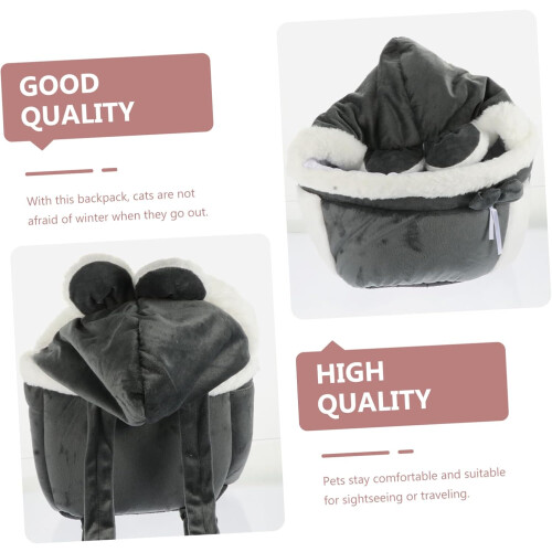 Cat Backpack Pet Carrier with Safe Travel Design, Large Capacity, Warm Comfortable Interior, Grey 2
