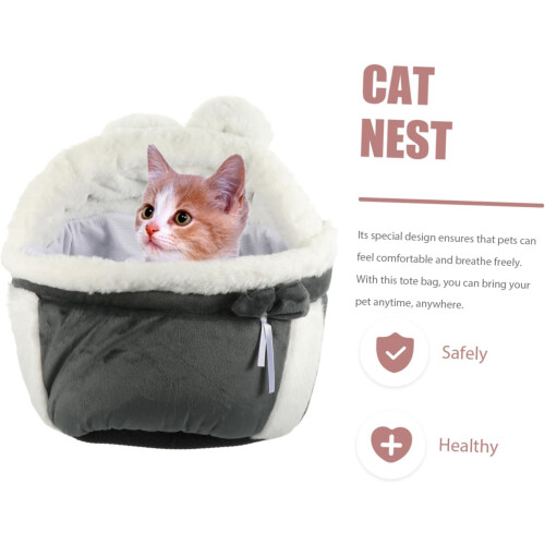 Cat Backpack Pet Carrier with Safe Travel Design, Large Capacity, Warm Comfortable Interior, Grey 1