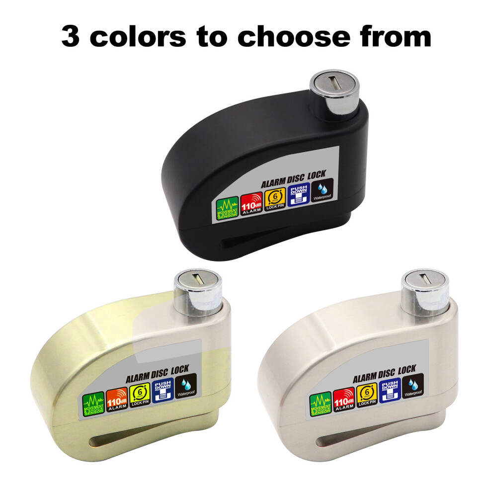 Anti-Theft Alarm Disc Lock For Motorcycles & Bicycles, 110Db Waterproof With Keys 8291375842506