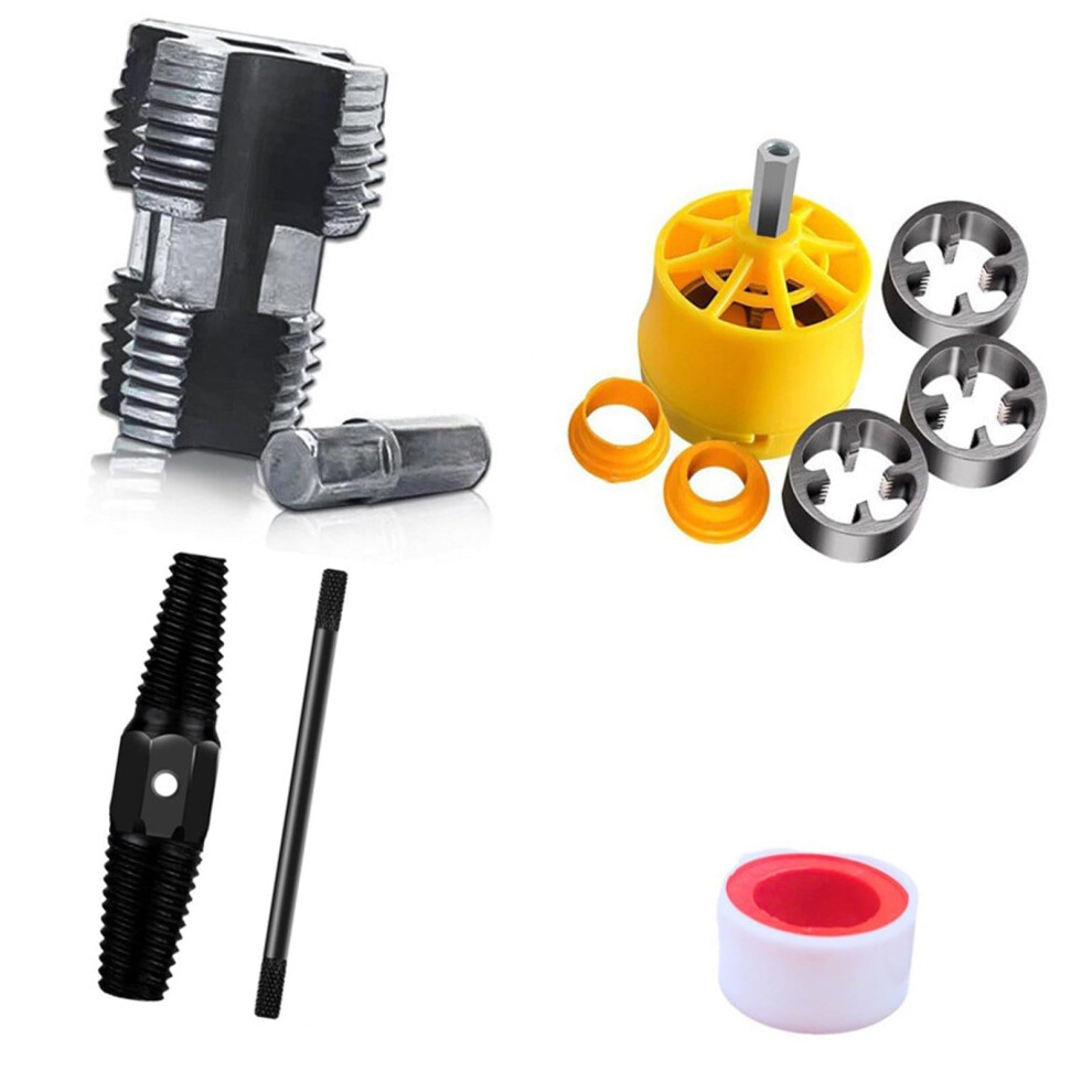 Pipe Threading Tool Set For Electric Drill, Steel And Pvc, Multiple Die Sizes, Plumbing Repairs, 4Pcs 9347817536638