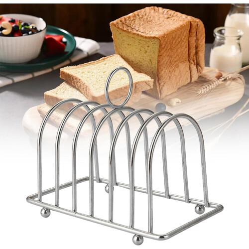 Silver Bread Rack Organizer for Kitchen Counter, Iron Plating Toast Holder with Easy Access Design 2