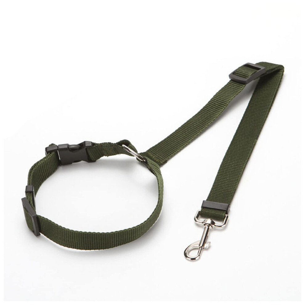 Adjustable Dog Car Seat Belt With Headrest Clip, Reflective Safety Harness Leash, Round Green 9199774114899