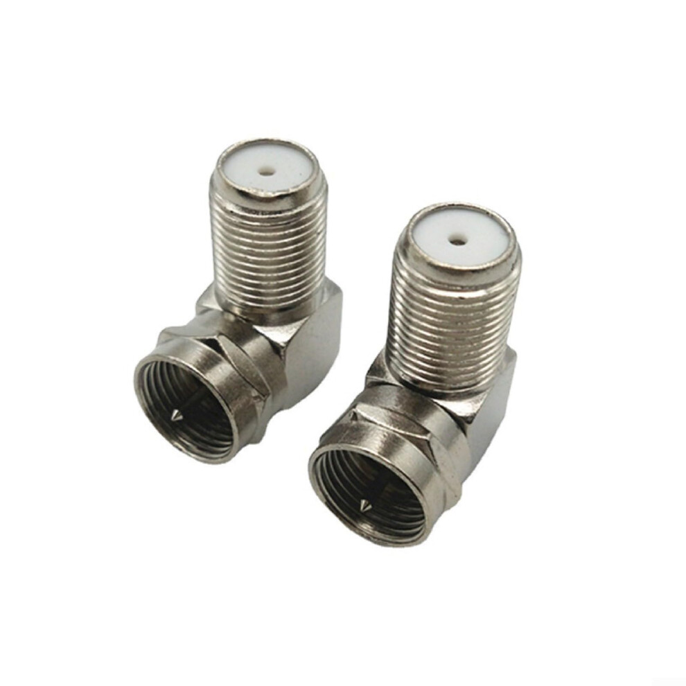 90 Degree F Male To F Female Coaxial Rf Connector Adapter, 5Pack, Zinc Nickel Plated, For Wall Mounted Tv Narrow Space 9347817656886