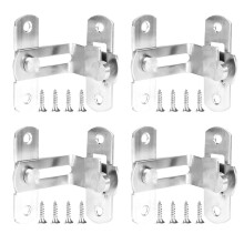 Stainless Steel 90 Degree Buckle Bolt Right Angle Door Latch, Heavy Duty Security Lock, For Warehouse Doors, 4 Pack