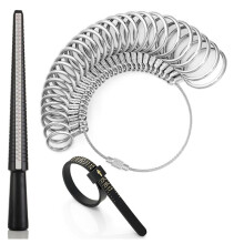 Ring Sizer Measuring Tool Kit, Plastic Ring Mandrel, Reusable Finger Size Tape 1-17 USA Rings Size, with Half Size