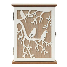 Geometric Cavity Key Cabinet, Wooden Box, 6 Key Hooks, Scandinavian Style, Key Organizer For Keys, Natural Wood