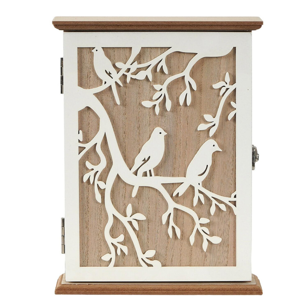 Geometric Cavity Key Cabinet, Wooden Box, 6 Key Hooks, Scandinavian Style, Key Organizer For Keys, Natural Wood 9199774115162