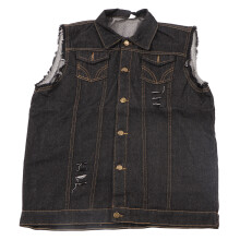 Gilet de Cowboy Homme Noir 5XL Simple à Revers Sans Manches Taille
