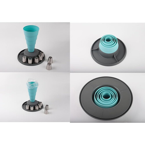 Foldable Piping Bag Holder Stand for Cake Decorating, Space Saving and Easy Clean Baking Tool 1