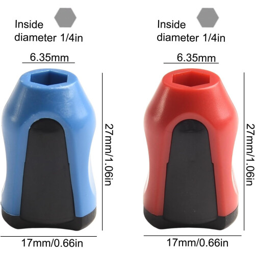 Screwdriver Magnetizer for 6.35mm Drill Bits, Ring Tool for Bolt Driver, Demagnetizing, Red/Blue, 2 Pieces 1