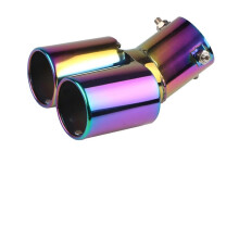 Tail Pipe Universal Fit Car Exterior Muffler Tip Round Stainless Steel Chrome Exhaust Pipe Type D