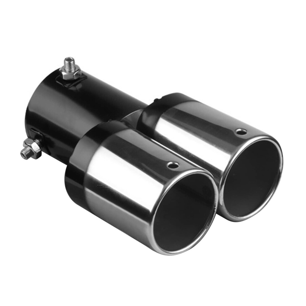 Car Exhaust Muffler Tip Dual Outlet Chrome Tail Pipe Stainless Steel Universal Fit 1.50'2.09' 9187378453179