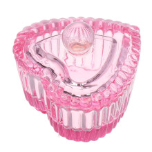 Heart Shaped Dappen Dish Set with Lid - Crystal Glass Nail Liquid Holder for Professional Manicure and Nail Art Tools