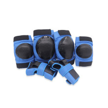 Knee Pad Set 6 Pieces Adjustable Strap Elbow Pads and Waist Guard for Skateboarding Blue Medium Size