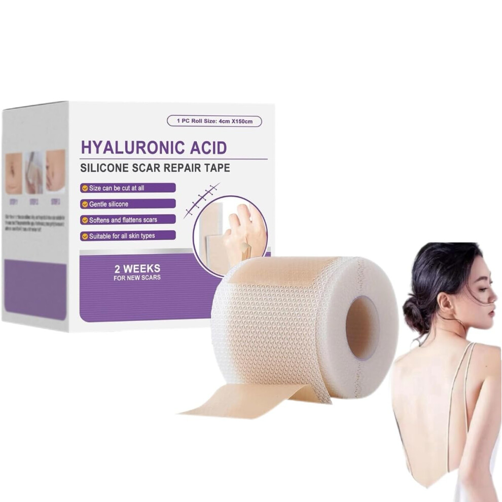 Hyaluronic Acid Silicone Scar Tape with Scar Reduction Formula, Waterproof and Reusable, 1 Box
