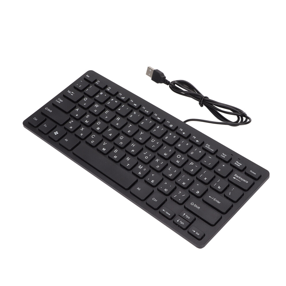 78 Key Small Wired Keyboard Desktop Use Russian Language Mute Ultra Thin 9481375851724