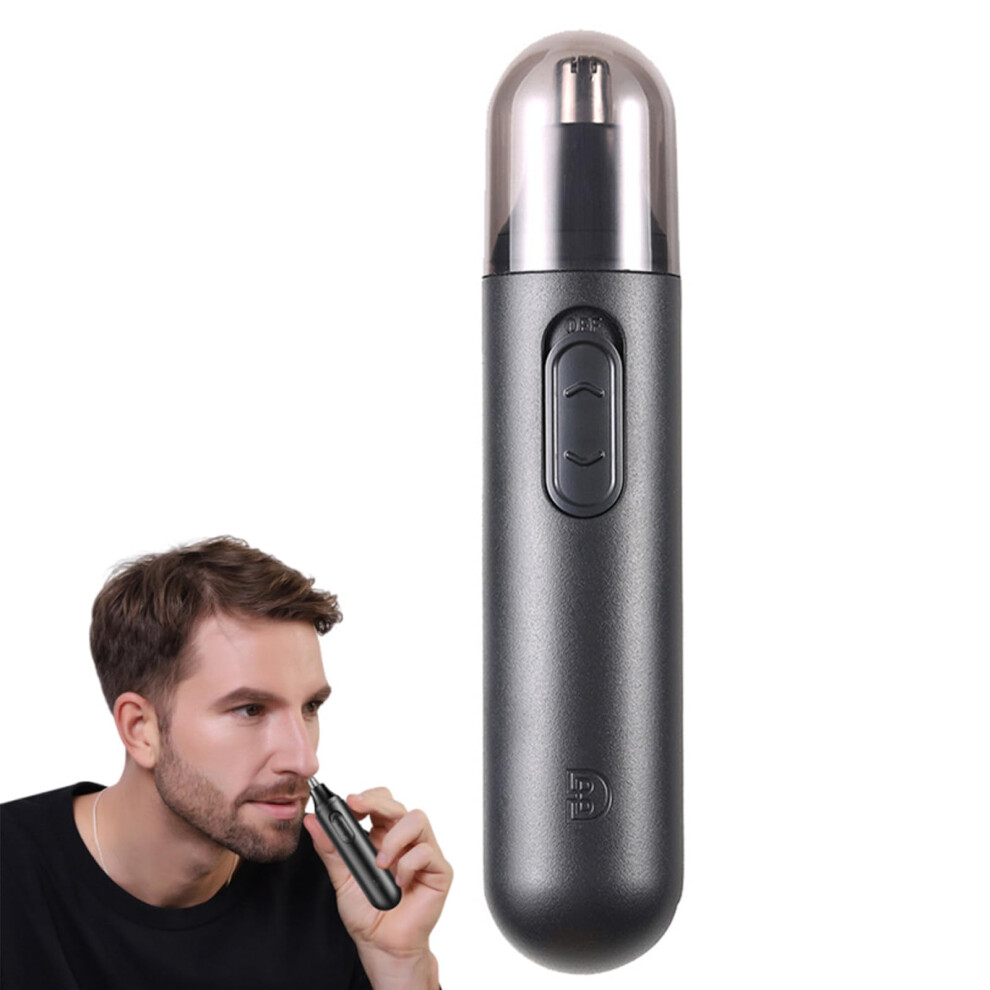 Black Nose Hair Trimmer Rechargeable Cordless Painless Eyebrow Trimming Tool Dual Edge Blades Waterproof One Size