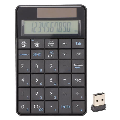 Responsive Keys Numeric Keypad Wireless Number Pad Solar Panel Ergonomic Design Plug And Play Data Entry Tactile Typing Experience Wide Compatibility