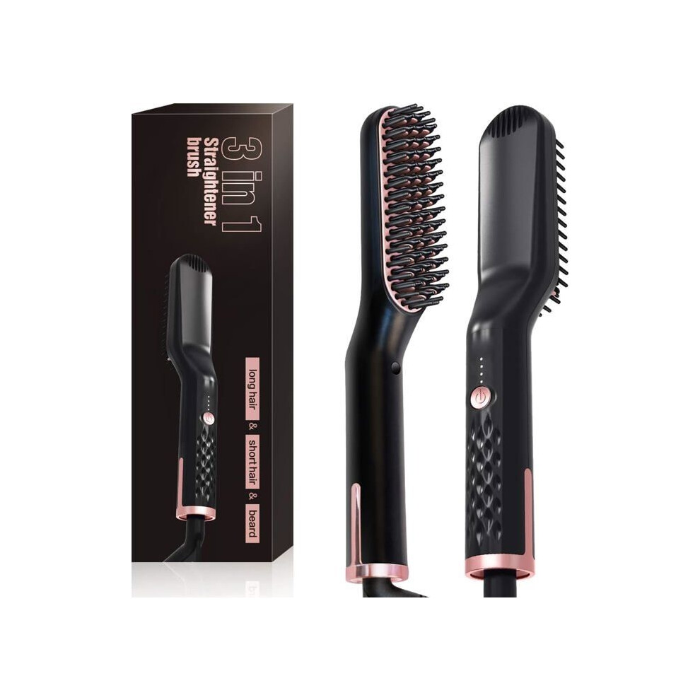 Aihontai 3 In 1 30S Heated Brush Beard Straightener, Anti-Scalding Ionic And Ceramic
