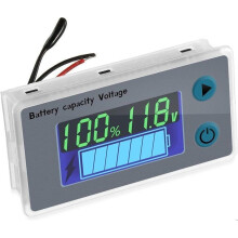 10-100V Digital Battery Capacity Tester Golf Cart Voltage Temperature Meter Panel (12V Alarm)