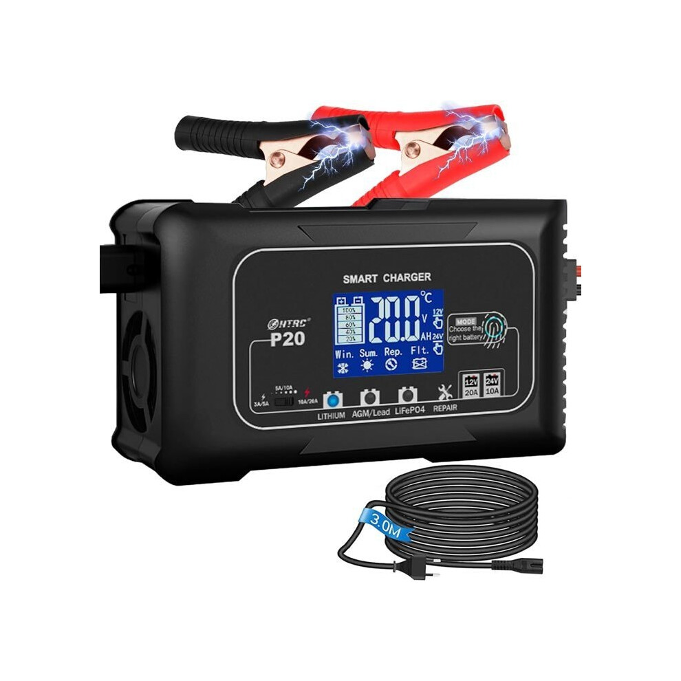20A 12V/24V Smart Battery Charger, Car Battery Charger, Maintainer And Automatic Battery Charger 8581600536028