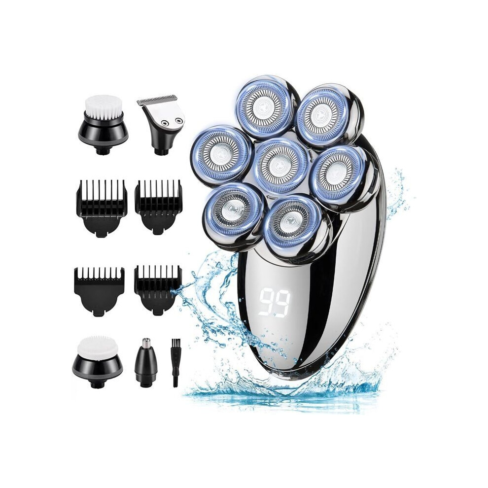 Aihontai Electric Shavers For Men, 5 In 1 Rotary Head Razors, Ipx7 Waterproof Rechargeable Wet And Dry Shaver Bald Head Set
