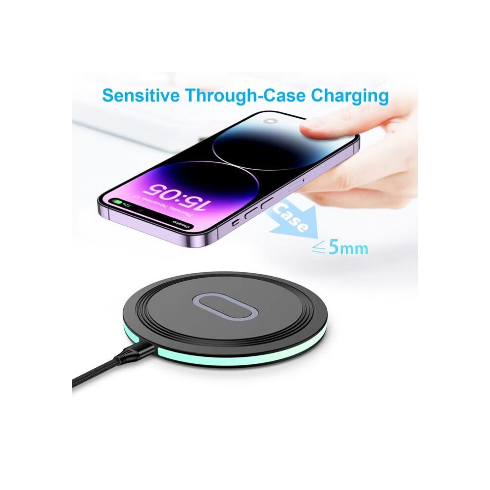Samsung Galaxy S24/S23 Ultra/S22/S21/Z Flip 6 5.15W Wireless Charger Iphone 15 14 Wireless Charger (Black) Black 8581600538947