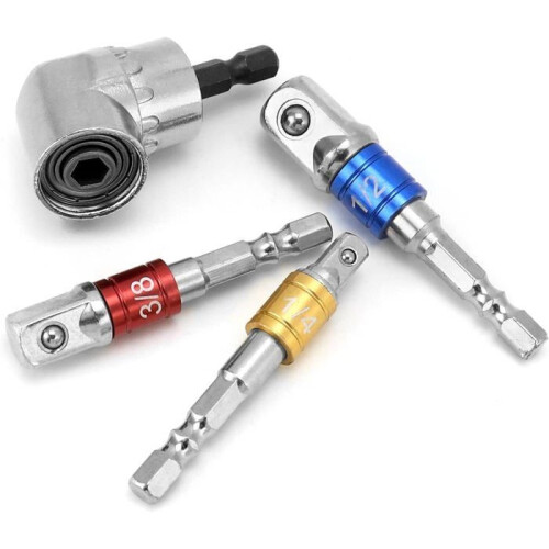 105 Angle Driver Adapter, Angle Attachment for Cordless Screwdriver, Hex Shank Drill, with Adapter 2