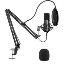 192KHZ/24BIT USB-kondensaattorimikrofoni, jossa leikkausvarsi jalusta ja pop-suodatin