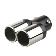 Universal Stainless Steel Car Exhaust Tip, Double Outlet Curved Tailpipe Trim, RustResistant