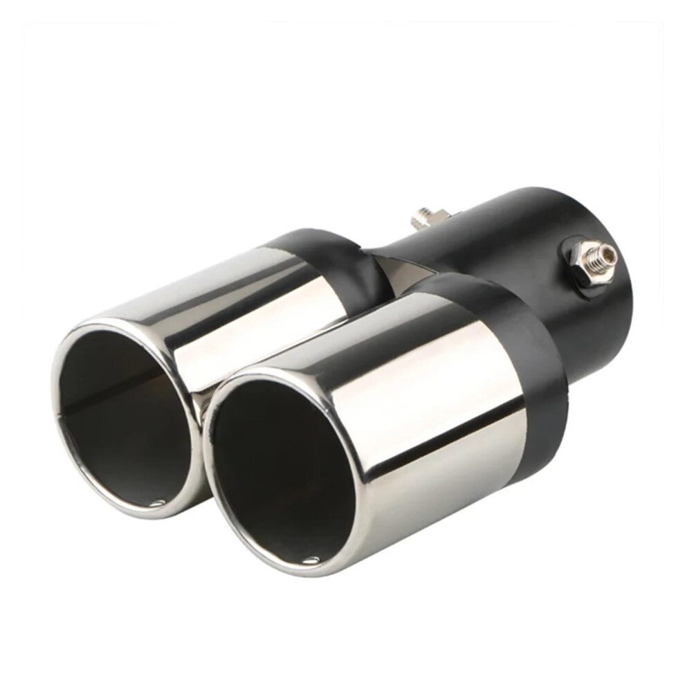 Universal Stainless Steel Car Exhaust Tip, Double Outlet Curved Tailpipe Trim, Rustresistant 9382693434104