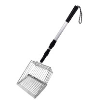 Telescoping Cats Waste Scooper Adjustable Handle Litter Sifting Scooper For Chicken Coops Garden Head Silver B