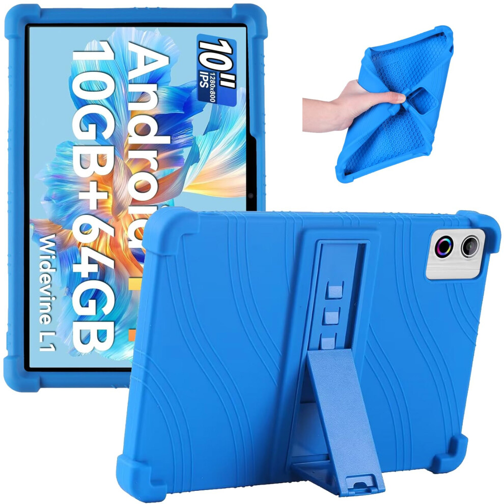 Tablet Case For A10 10 Inch Tablets, Shockproof Silicone Cover With Kickstand, Blue 9347817539691