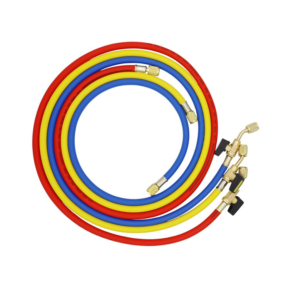 1.6M Refrigerant A/C Charging Hoses With Valves Hvac 1/4In Sae Fit For R134a R12 Coolant Adding And Air Condition 4712969852090