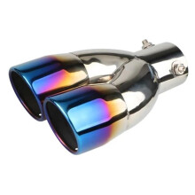 2.5 Inch Stainless Steel Dual Outlet Car Exhaust Tip with Stylish Blue Finish Universal Straight Style