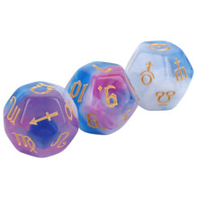 Set di 3 dadi acrilici a 12 lati impermeabili, 4 colori, portatili, leggeri
