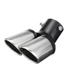 Universal Stainless Steel Black Dual Exhaust Tip with Grilled Design for Car Modification