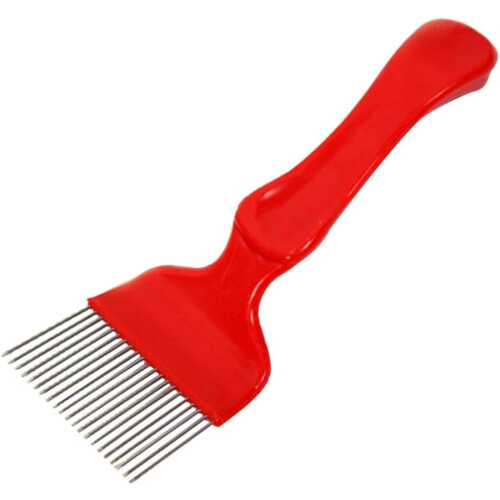 Honey Uncapping Fork with 21 Stainless Pins and Ergonomic Red Plastic Handle for Beekeeping 1