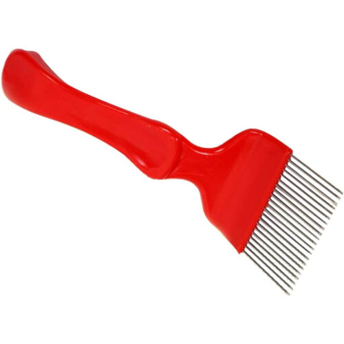 Honey Uncapping Fork with 21 Stainless Pins and Ergonomic Red Plastic Handle for Beekeeping 2