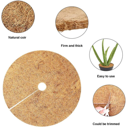 Coconut Mulch Mat 30cm 4Pack Coir Tree Ring for Weed Control and Moisture Retention 1